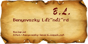 Benyovszky Lénárd névjegykártya